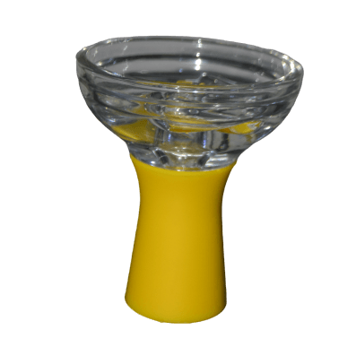 Tobacco Cup (Silicone + Glass) Yellow  راس أرجيلة سيليكون + زجاج