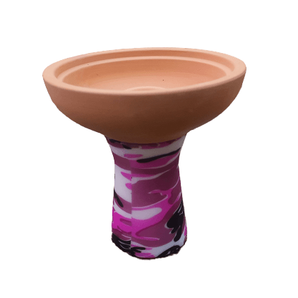 Tobacco funnel cup silicone & clay (Pink)  راس أرجيلة فخار و سيليكون (زهري)